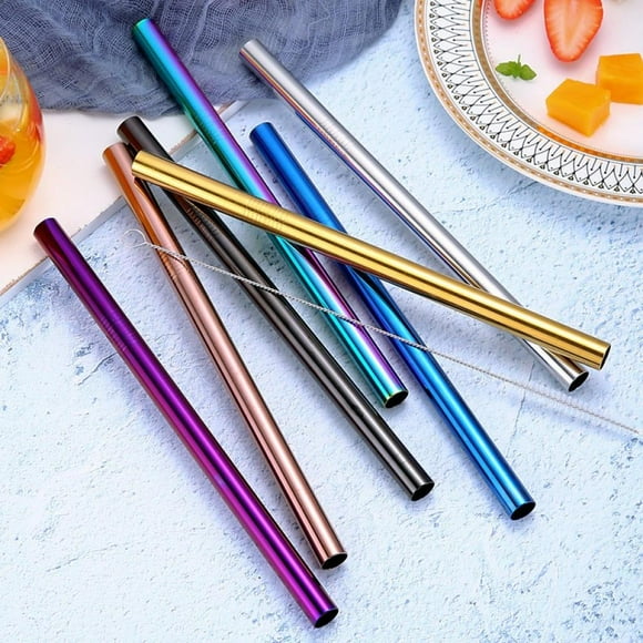 Food Grade 304 Stainless Steel Straw Dazzle Color Pearl Milk Tea Tube Cocktail Juice Tube