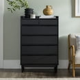 thumbnail image 2 of Walker Edison Mid-Century Modern 6-Drawer Wood Dresser, Solid Black, 2 of 23