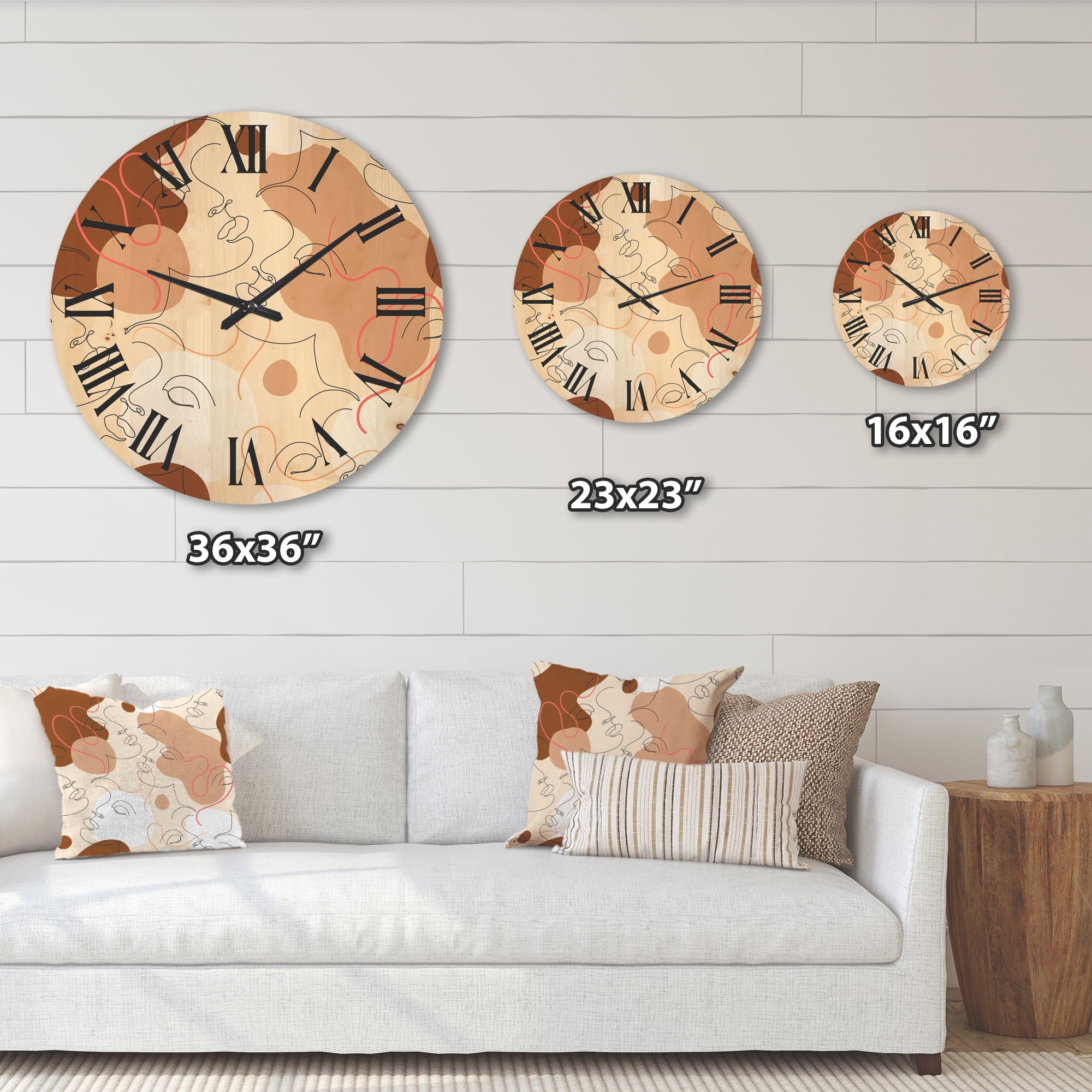 Designart 'One Line Drawing Of Beautiful Girl' Modern Wood Wall Clock