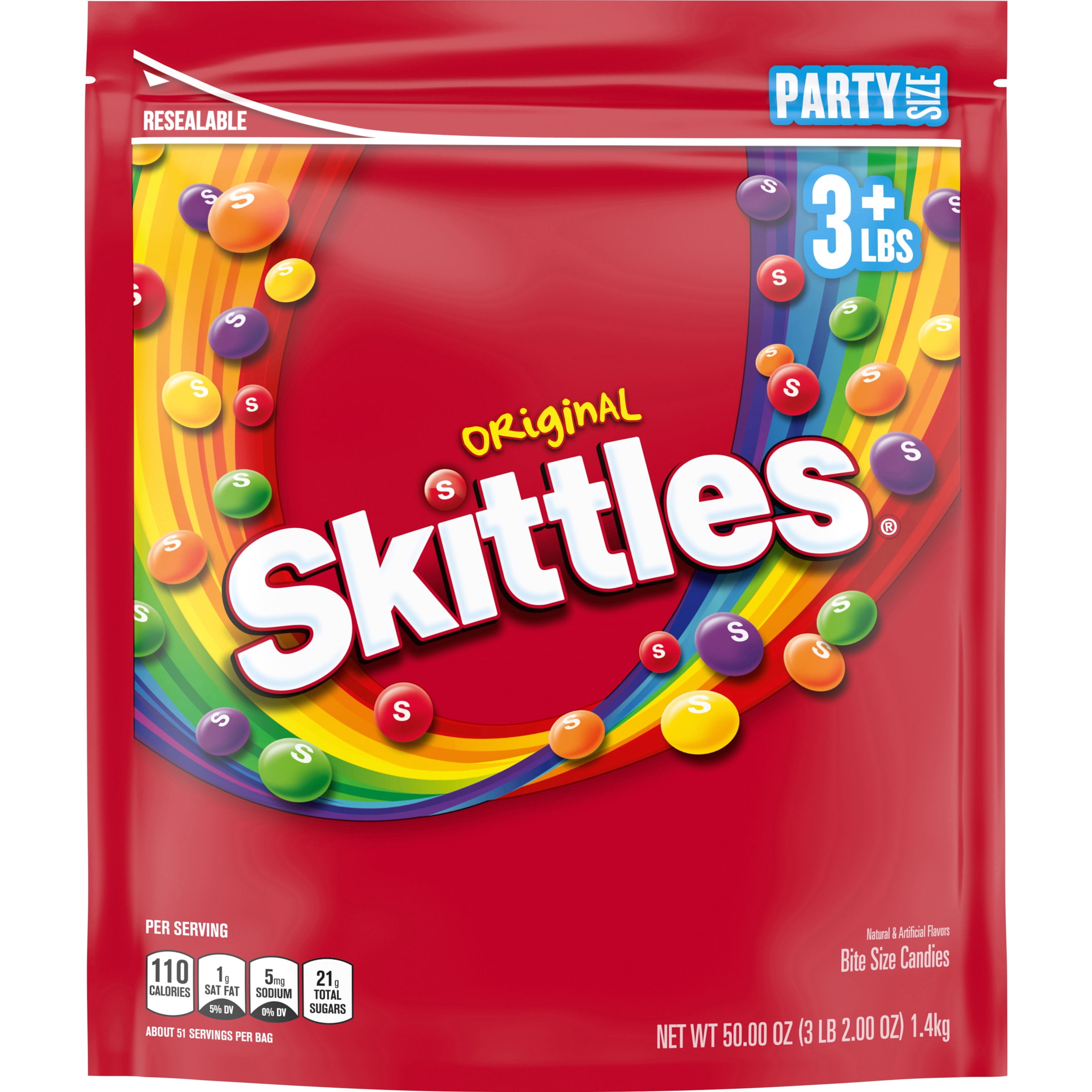 Skittles Original Chewy Candy, Party Size, 50 oz Bag
