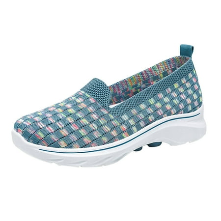 QYZEU Sandals Women Comfortable Casual Shoes for Women Low Heel Comfort Women s Spring and Summer Fashion Mesh Breathable Casual Shoes Slip On Solid Color Shoes Blue 40