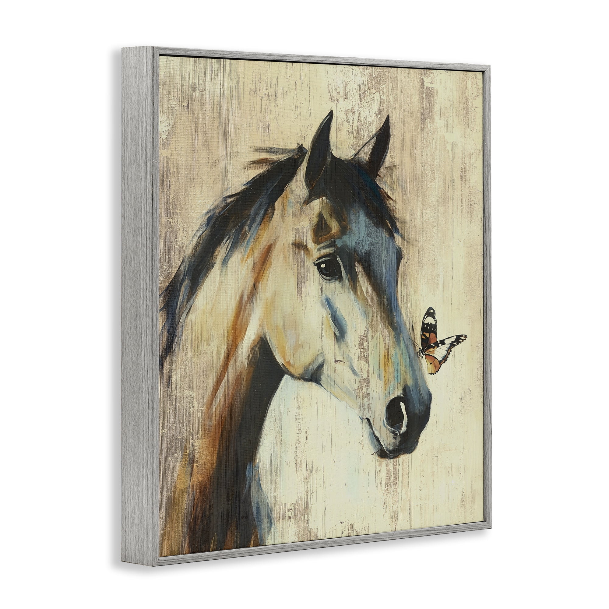 Stupell Industries Tiny Magic Horse & Butterfly Gray Framed Giclee Art, design by Svetlana Aleynikova