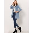 thumbnail image 2 of Chaqueta Vaquera Allegra K Larga Con Cinturón Y Solapa Con Muesca Para Mujer Gris Azulado XS, 2 of 6