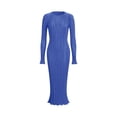 thumbnail image 3 of Ovbmpzd Maxi Fall Bodycon Dresses for Women Long Sleeves Slim Textured Blue Dresses Elegant Wedding Guset Crew Neck Dresses, 3 of 6