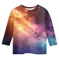 thumbnail image 3 of ZTKWD Shirts for Boys Girls Kids Tops 3/4 Sleeve Starry Sky Galaxy Print for Teen and Kids 6-16 Years, 3 of 4