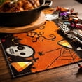 thumbnail image 6 of Voglyf Spooky Ghost Pumpkin Halloween Table Runner, 13脳72 Inch Farmhouse Linen Table Decor With Bat Spider Web Haunted Castle Pattern For Halloween Party Dining Table Centerpiece(#C), 6 of 8