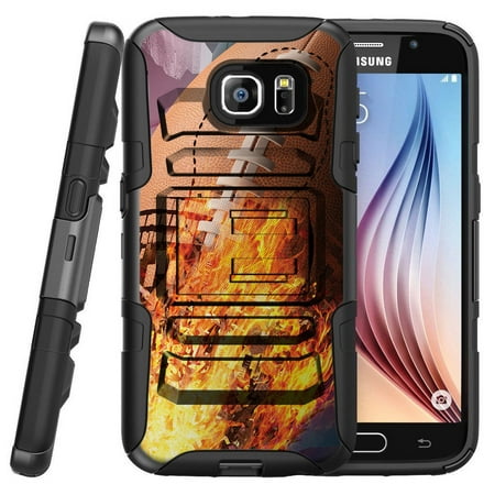 Samsung Galaxy S7 G930 Miniturtle® Clip Armor Dual Layer Case Rugged Exterior with Built in Kickstand + Holster - Football On