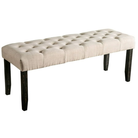20 Inch Button Tufted Wooden Bench Antique… product image