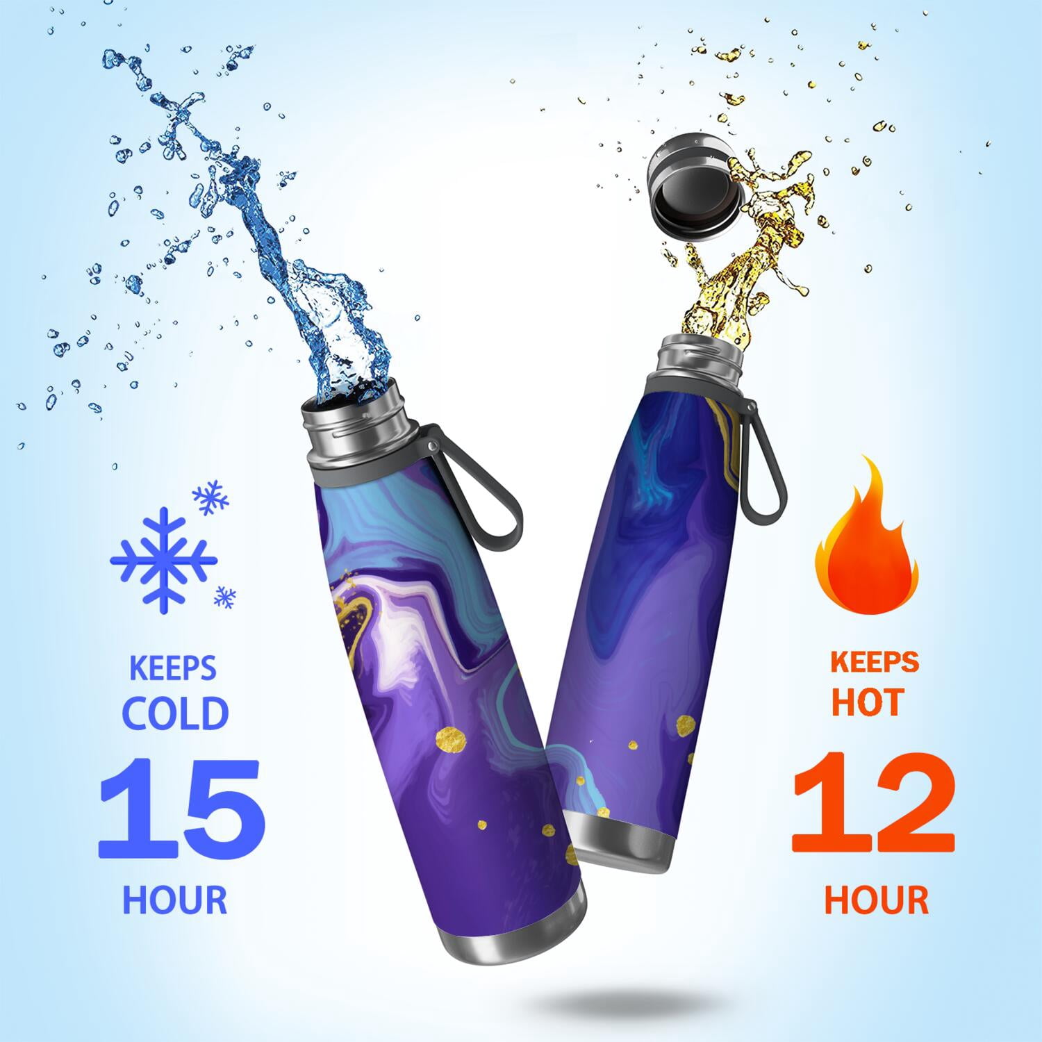 29oz Insulated Water Bottle with Tea Infuser, Stainless Steel Travel Mug, Liquid & Marble Print