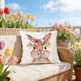 thumbnail image 6 of Weloille Linen Easter Pillow Case 18x18 Inches with Bunny and Egg Patterns, Decorative Cushion Cover for Sofa Couch Home Decor, 6 of 8