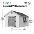thumbnail image 3 of Little Cottage Co. 10x18 Colonial Williamsburg Shed with Operable Windows, Outdoor Wood Storage Do-It-Yourself Precut Kit, 3 of 13