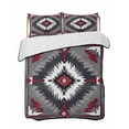thumbnail image 2 of Quilts Full Size, Boho Red Grey Soft Comforter Bedding Set for Bed, Geometric Southwestern Retro Ethnic Lightweight Quilted Bedspread with Pillow Cover(2 Pieces) for All Season, 78x90 Inch, 2 of 6