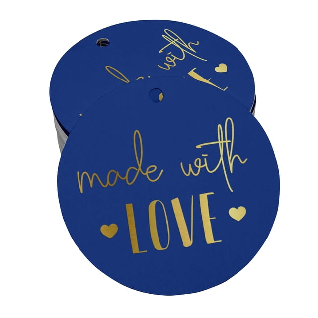 Inkdotpot 50 Pack Made With Love Text Favor Paper Tags Craft Real Gold Foil Hang Tags