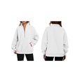 thumbnail image 3 of Sweatshirt for Women Fall Half Zip Pullover Oversized Fleece Mock Neck Hoodies Fashion Outfits Winter Clothing White L, 3 of 6