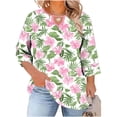 thumbnail image 2 of Babysbule Crewneck with Front Cutout 3/4 Sleeve, Position Print, Blouse & Top (Women's Plus Size), 2 of 6