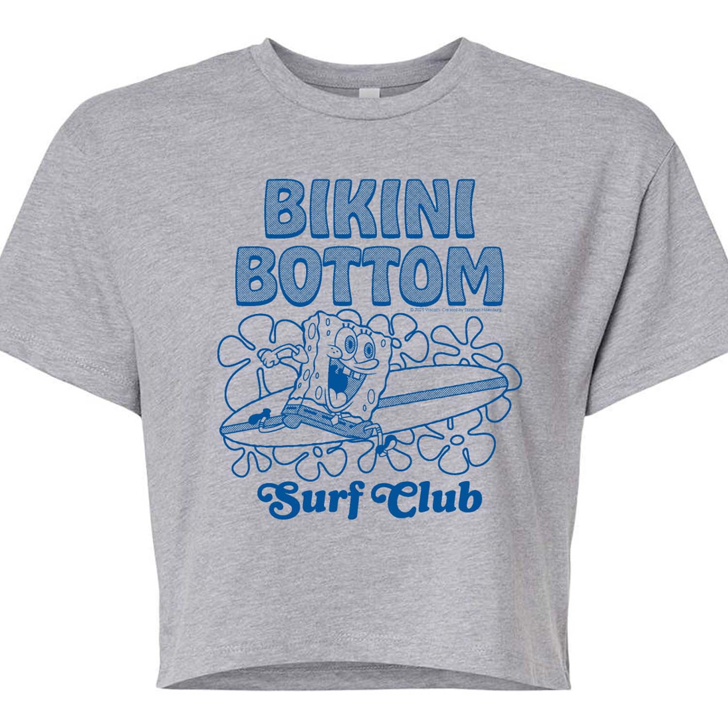 Spongebob Squarepants - Bikini Bottom Surf - Juniors Cropped Graphic T-Shirt