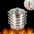 thumbnail image 5 of Multipurpose Stock Pot and Steamer Pots 5 Tier Pasta Pots Cooker Pot Kitchen Steaming Cookware with Lid for Cooking Vegetables, Seafood,Soups, Stews (17.71'' H), 5 of 9
