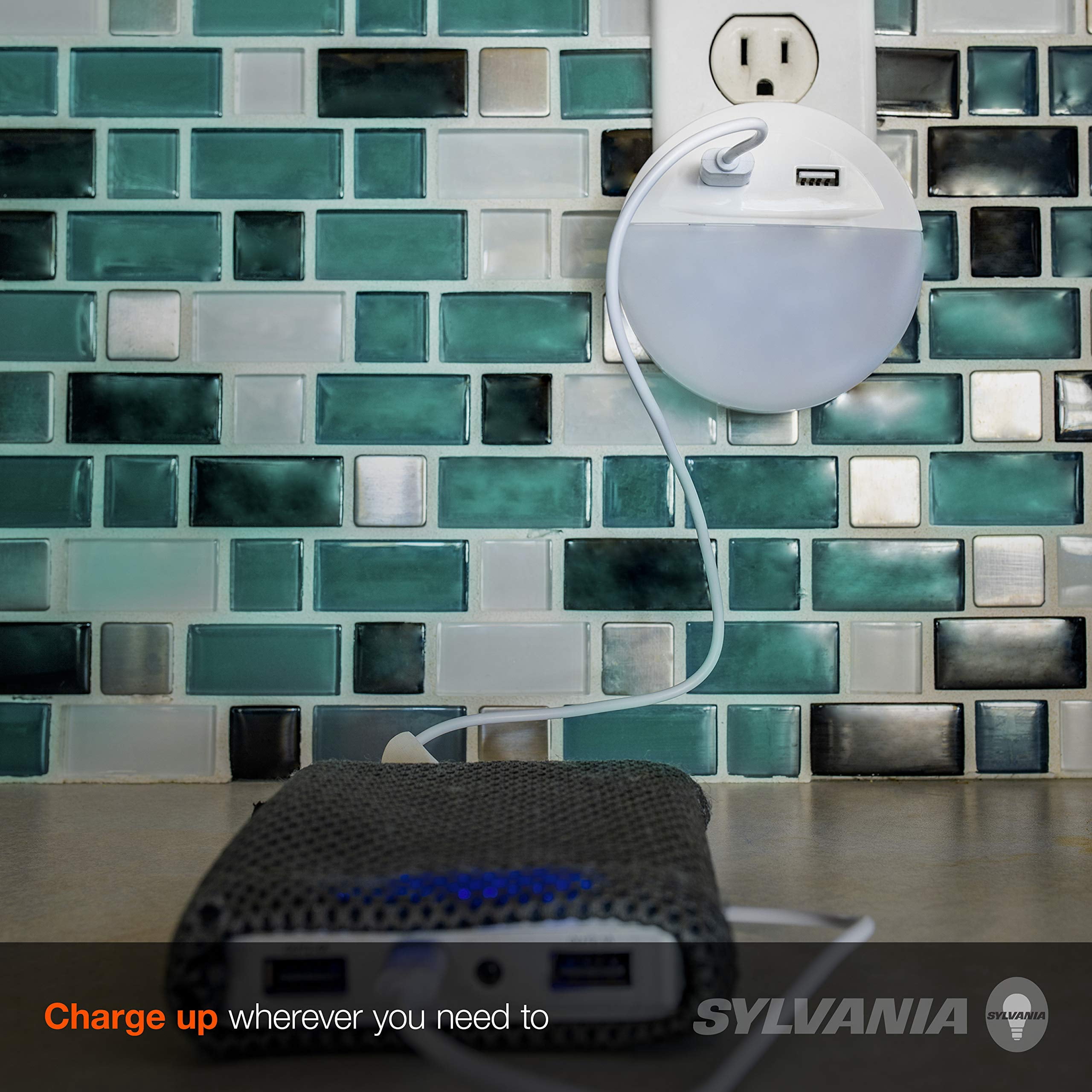 (5 pack) SYLVANIA LED Night Light with Dual USB Ports, Automatic Dusk to Dawn sensor, plug-in LED NightLight