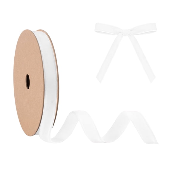 LaRibbons 3/8" White Velvet Ribbon, 10 Yard Roll