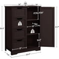 thumbnail image 4 of Large Bathroom Floor Cabinet with 4 Drawers and Single Door Cabinet, Freestanding Storage Cabinet for Living Room Kitchen Hallway, Espresso, 4 of 18
