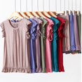 thumbnail image 4 of Black Women Pajama Sets Ladies' Spring and Summer Solid Color Casual Drawstring Shorts Short Sleeve Pajamas Women's Shorts Home Set, 4 of 5
