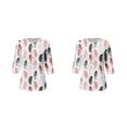 thumbnail image 3 of Jumpingount Blusa de mujer de manga corta estampada con cuello en V camisa de oficina señora trabajo Club compras viaje verano Top ropa de moda tipo 6 SG 2Conjunto, 3 of 6