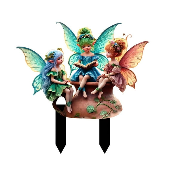 Gmogad Bohemian Acrylic Garden Stakes Outdoor Decor - Colorful Fairies & Hummingbirds Yard Art - Weather-Resistant Acrylic Lawn Decorations for Patio, Flower Bed, Walkway