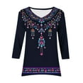 thumbnail image 6 of Jsaierl Tops for Women 3/4 Sleeve Casual V Neck Shirts Cute Print Petite Blouses Flowy Holiday T-shirts Top S-2XL, 6 of 6