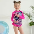 thumbnail image 4 of GYRATEDREAM Girls Two Piece Rash Guard Swimsuit Bathing Suit Long Sleeve UPF 50+ Summer Beach Swimwear 2-Piece Set for 6-7Y, 4 of 9