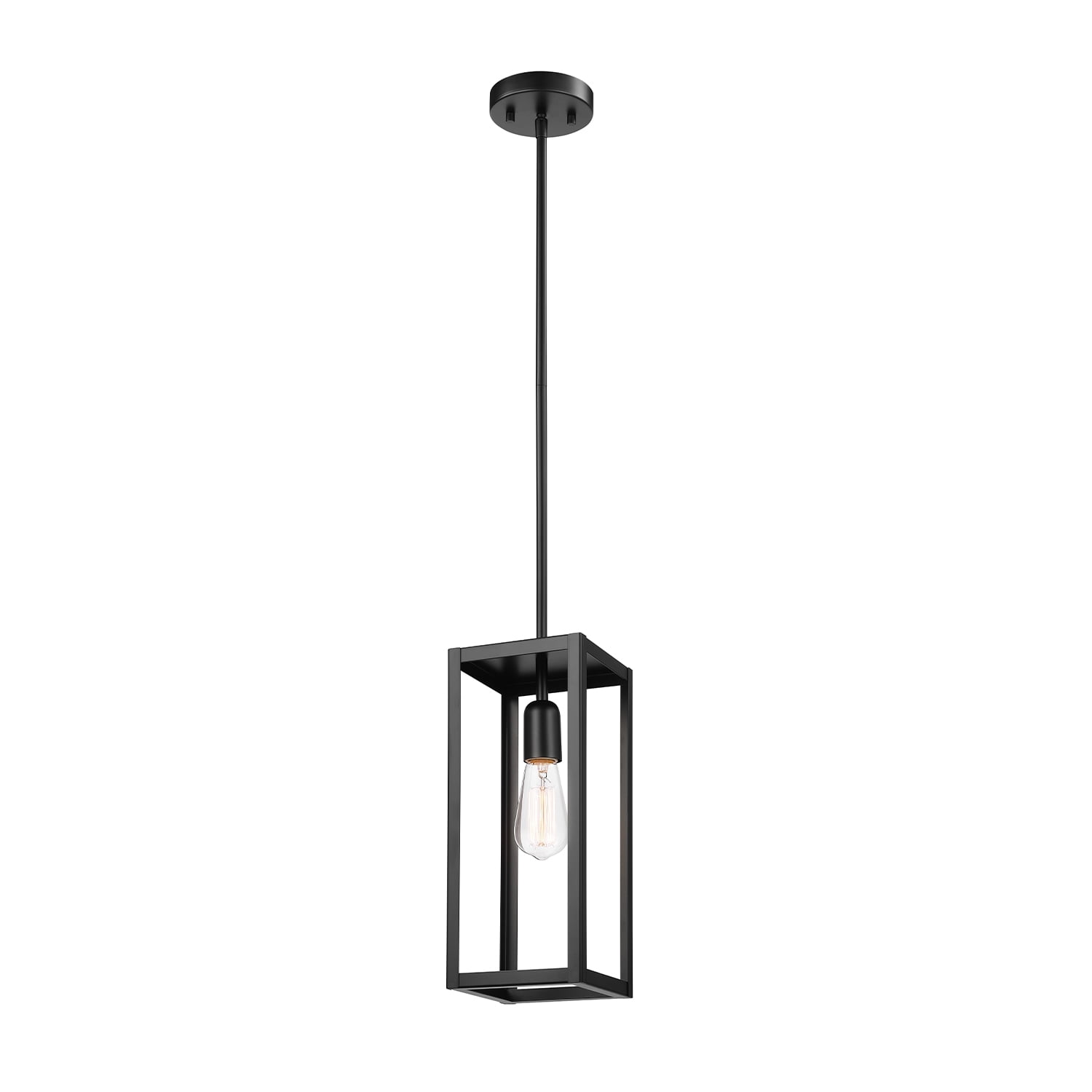 Globe Electric 1-Light Matte Black Open Shade Pendant Light