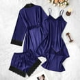 thumbnail image 5 of Fengactive Womens Satin 4 Piece Nightwear Set Lace Robe Camisole Pants Shorts Sets Soft Satin Pajama Set, 5 of 7