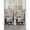 thumbnail image 5 of Deer Silhouettes 2 Panel Kitchen Curtains for Windows, Trees Wooden Retro Art Farmhouse Bathroom Privacy Curtain, Home Décor Window Treatment for Bedroom/Living Room 55"x45", 5 of 6