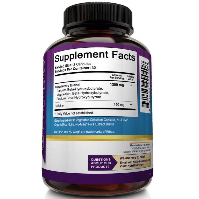 NutriFlair Keto Diet Pills 1350mg, 90 Capsules, Exogenous Ketones