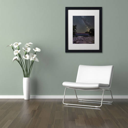 Trademark Fine Art "Swift River Night" Canvas Art by Michael Blanchette Photography White Matte, Black Frame