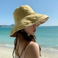 thumbnail image 2 of iHPH7 Sun Protective Beach Hats Beach Gifts for Women Packable Sun Hat Floppy Beach Hats for Women Hat for Sun Protection for Woman, Yellow One Size, 2 of 4