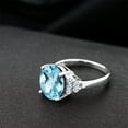 thumbnail image 4 of Gem Stone King 7.58 Ct Oval Checkerboard Sky Blue Topaz E-F Lab Grown Diamond 925 Sterling Silver Ring (Size 6), 4 of 4