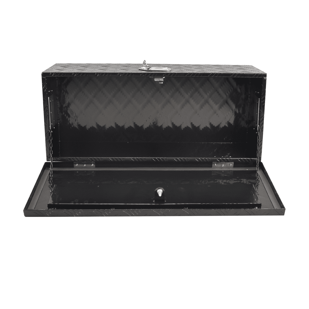 Tcbosik 30 inch Aluminum Tool Box, Heavy Duty Chest Storage Organizer with Handle and Lock for Pickup Truck Bed, Black