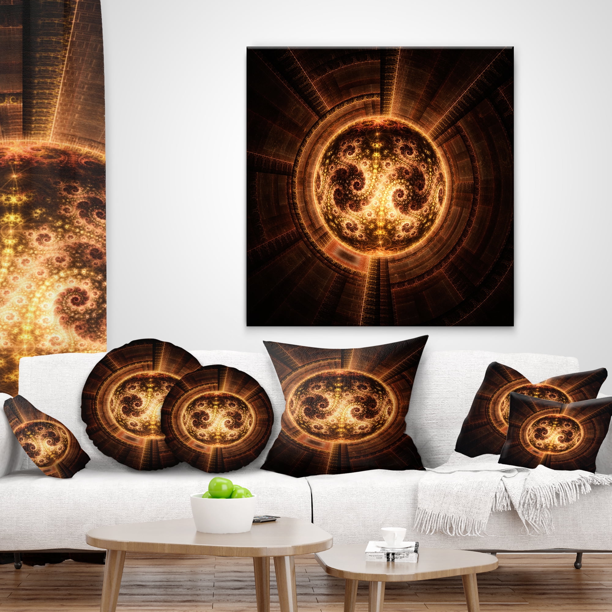Designart 12" x 20" Orange Polyester Throw Pillow
