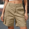 thumbnail image 2 of Bermuda Shorts for Women Cargo Shorts Knee Length Shorts Casual Pants (Khaki L), 2 of 5