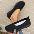 thumbnail image 4 of Women's Breathable Knit Loafers Casual Low Top Slip On Sneakers Wedge Comfortable Non Slip Dress Shoes Black Size 6.5, 4 of 6