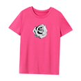 thumbnail image 3 of Camiseta de mujer Verano Transpirable Mujer Activewear Camiseta de cuello redondo para vacaciones Rosa Rosa, 3 of 7