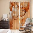 thumbnail image 3 of Marble Burnt Orange Kitchen Curtains 96 Inch Length, Modern Abstract Ink Painting Luxury Grommet Top Bedroom Living Room Curtains, Light Filtering Cafe Curtain Drapes 2 Panels Set 104''x96'', 3 of 9