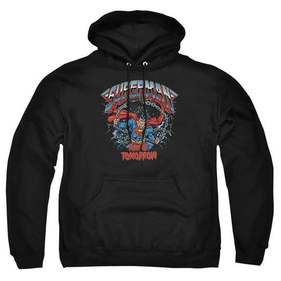 Popfunk Superman Band Chain Break Adult Pull-Over Hoodie, Black, Small