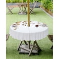 thumbnail image 4 of nqOlkjepod Brown Eucalyptus Leaves Outdoor Tablecloth with Umbrella Hole & Zipper, Summer Botanical Watercolor Round Table Cover 54 Inch, Dining Waterproof Table Cloth Protector for Patio/Party, 4 of 7