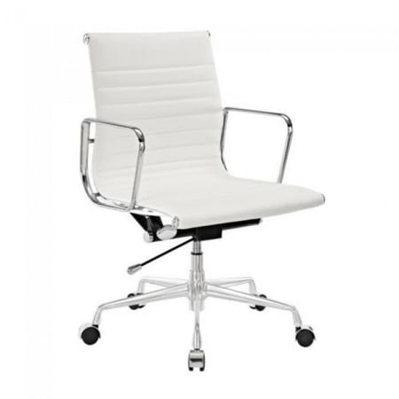 Top Grain Napa Leather - Management White Leather Office Chair Contemporary Management White Top Grain Leather Designer Office Chair