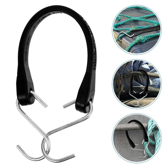 Alasum Heavy Duty Rubber Tie Down Straps with Metal Hooks for Securing Black
