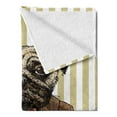 thumbnail image 2 of Pug Soft Flannel Fleece Blanket, Hand Drawn Sketch of Smart Dressed Dog Jacket Shirt Bow Suit Striped Background, Cozy Plush for Indoor and Outdoor Use, 70" x 90", Brown Pale Brown, by Ambesonne, 2 of 5