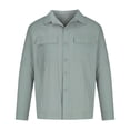 thumbnail image 4 of RXIRUCGD Men's Solid Color Pocket Button Thin Cool Shirt, Green, Size: M, 4 of 6