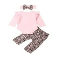 thumbnail image 3 of Infant Baby Girls Pink Tops Leopard Printing Pants Outfits, 3 of 6