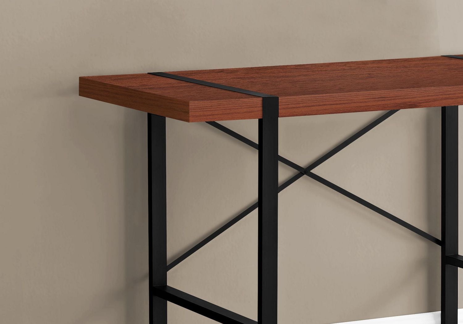 Monarch Specialties Bureau, Bureau À Domicile, Ordinateur Portable, 48"l, Travail, Métal, Stratifié, Brun, Noir, Contemporain, Moderne